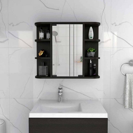 Roma Mirrored Medicine Cabinet with Six External Shelves and Three Interior Shelves