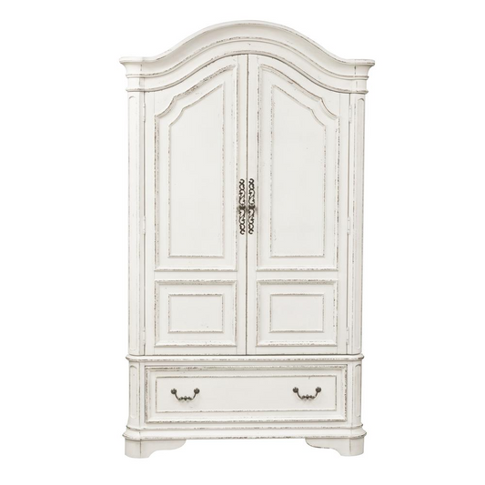 Magnolia Manor Armoire, W48 x D22 x H82, White - Antique Style with Distressed Finish