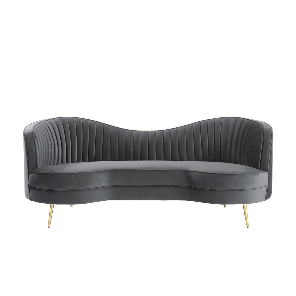 Wallace Modern Velvet Loveseat with Gold Legs in Gray - Elegant and Comfortable | Best Prices