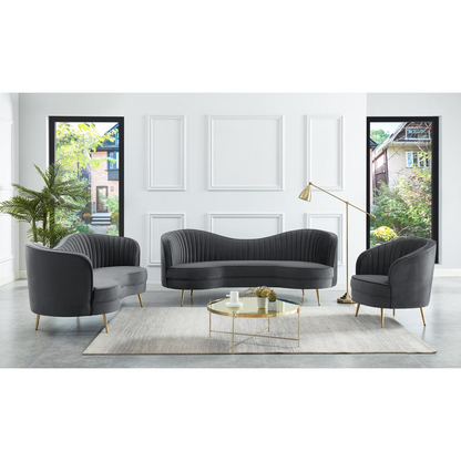 Wallace Modern Velvet Loveseat with Gold Legs in Gray - Elegant and Comfortable | Best Prices