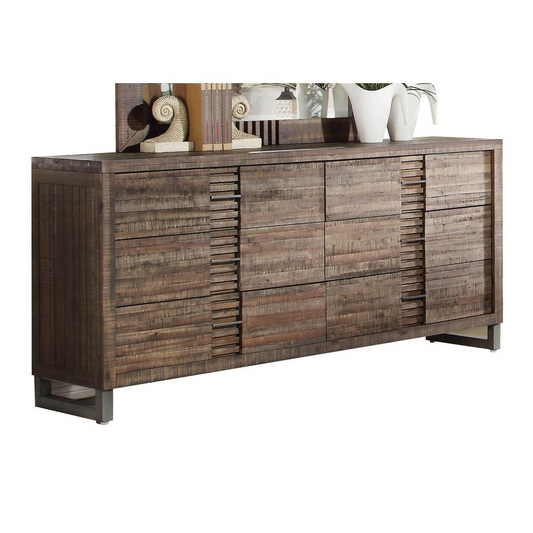 Andria Dresser, Reclaimed Oak - Stacked Wood Construction with Industrial Flair