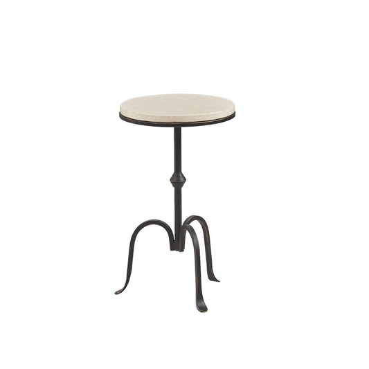 Madison Park Gaberial Accent Table - Round Marble Top & Metal Base