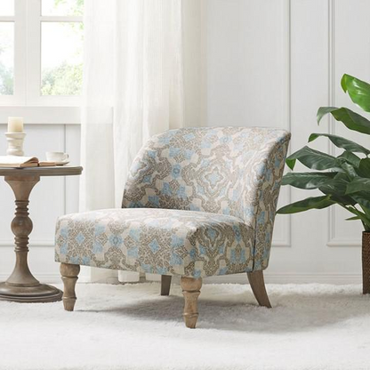 Maribelle Accent Chair - Charming Beige and Blue Medallion Print | Shop Now