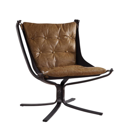 Carney Accent Chair, Coffee Top Grain Leather - Stylish and Comfortable