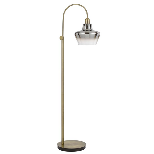 40W Duxbury Metal Arc Floor Lamp with Electral Plated Smoked Glass Shade