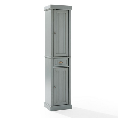 Seaside Tall Linen Cabinet Distressed Gray - Stylish Organization for Small Spaces