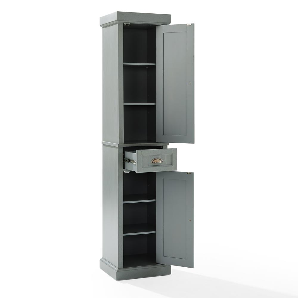 Seaside Tall Linen Cabinet Distressed Gray - Stylish Organization for Small Spaces