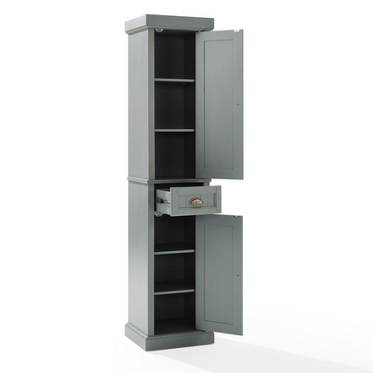 Seaside Tall Linen Cabinet Distressed Gray - Stylish Organization for Small Spaces