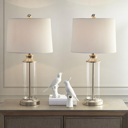 Clarity Table Lamp Set Of 2 - Stylish Metal and Glass Design