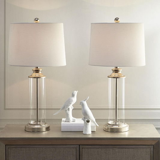 Clarity Table Lamp Set Of 2 - Stylish Metal and Glass Design