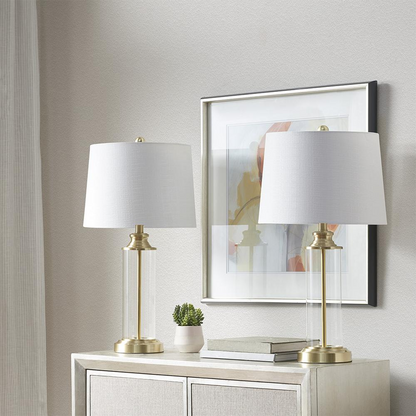 Clarity Table Lamp - 2Pc Set, Gold | Elegant Metal and Glass Design