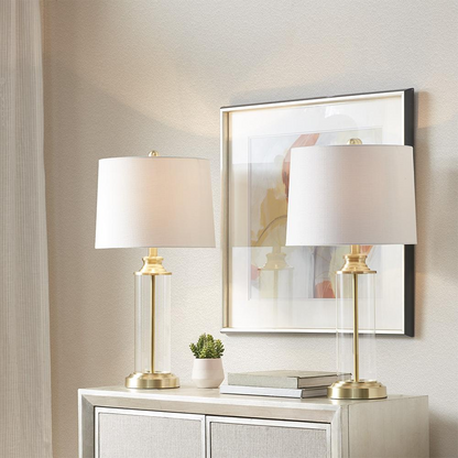 Clarity Table Lamp - 2Pc Set, Gold | Elegant Metal and Glass Design