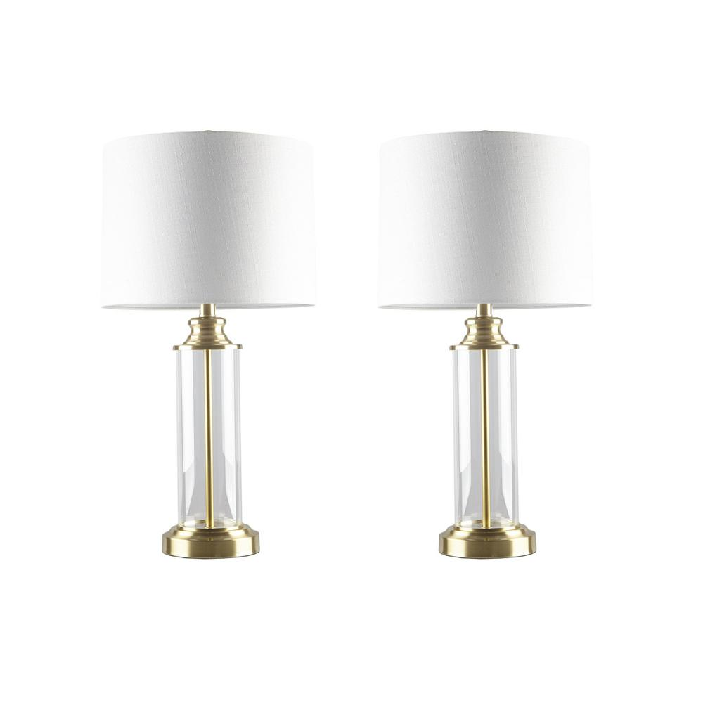 Clarity Table Lamp - 2Pc Set, Gold | Elegant Metal and Glass Design