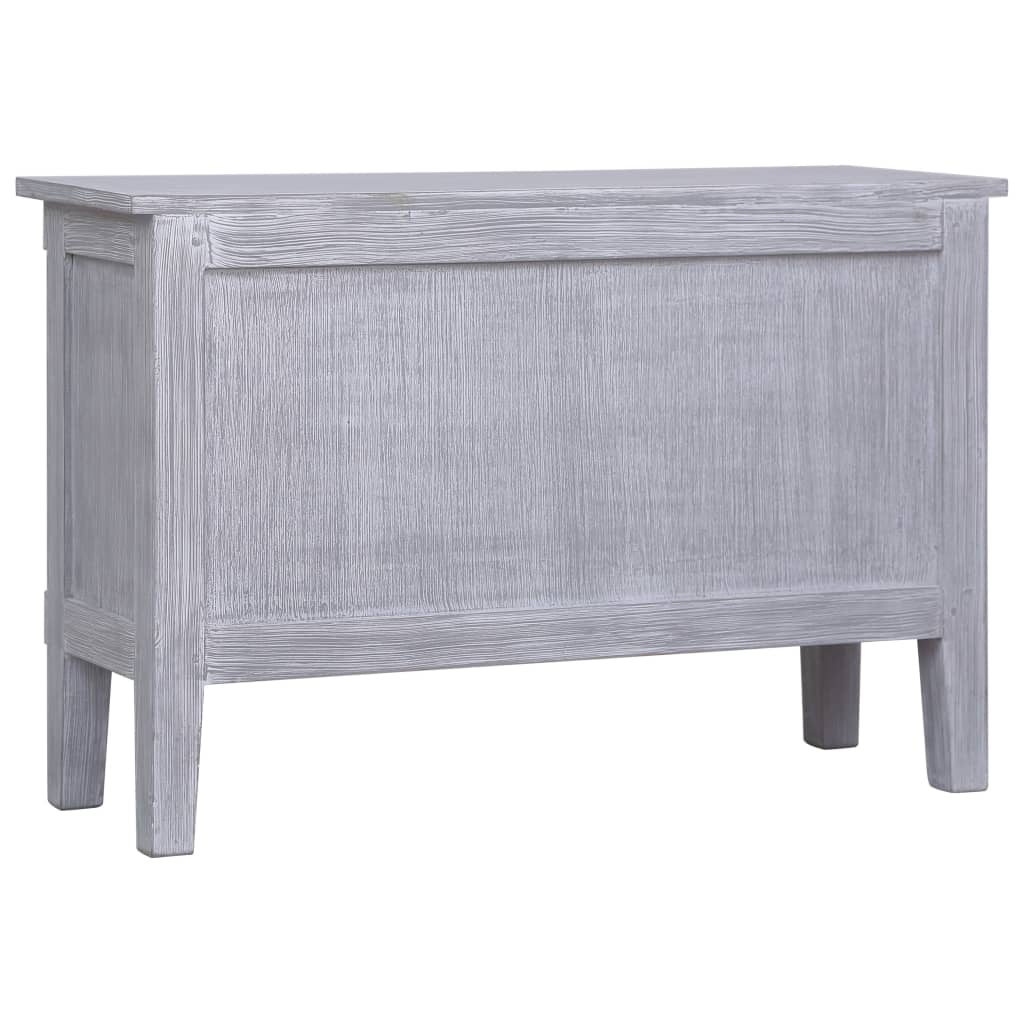 vidaXL Sideboard with 2 Drawers: Solid Mahogany Wood, Gray Wash Finish