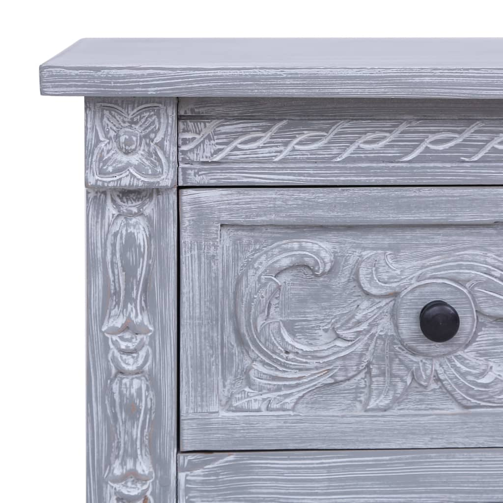 vidaXL Sideboard with 2 Drawers: Solid Mahogany Wood, Gray Wash Finish