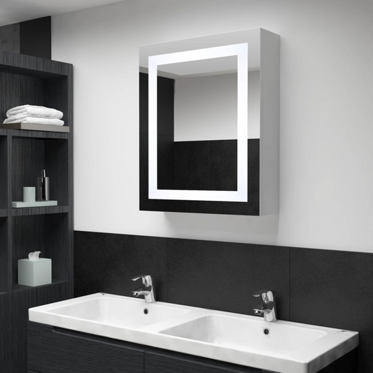 vidaXL LED Bathroom Mirror Cabinet 19.7"x5.1"x27.6" - Contemporary Style and Soft Illumination