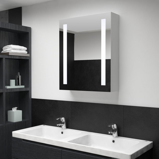 vidaXL LED Bathroom Mirror Cabinet 19.7"x5.1"x27.6" - Contemporary Style, Illuminating Light