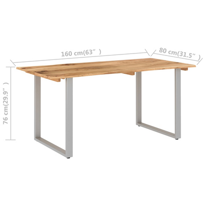 vidaXL Dining Table 60.6"x31.5"x29.9" Solid Wood Acacia - Rustic Style, Easy Assembly