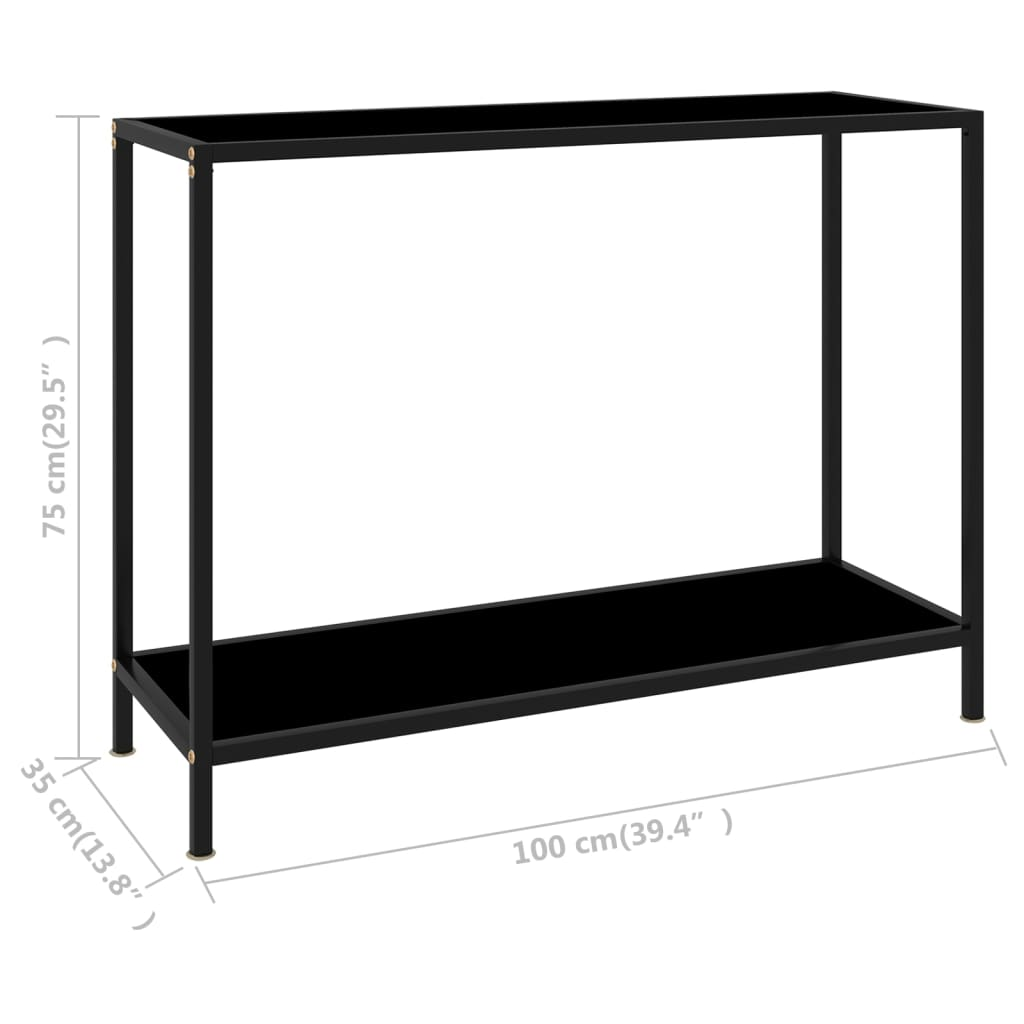 vidaXL Console Table Black 39.4"x13.8"x29.5" Tempered Glass - Stylish and Sturdy | vidaXL