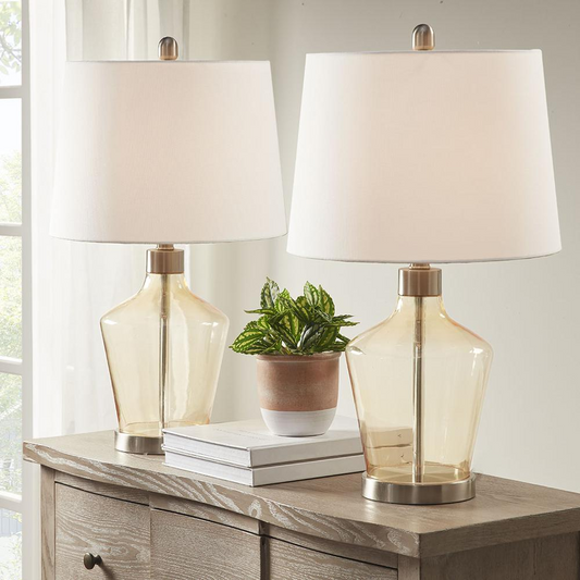 510 Design Harmony Table Lamp Set - Sleek Glass Design with Grey Hue