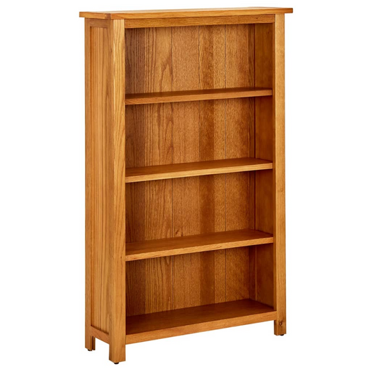 vidaXL 4-Tier Bookcase 27.6"x8.7"x43.3" Solid Oak Wood | Rustic Charm | Durable and Sturdy