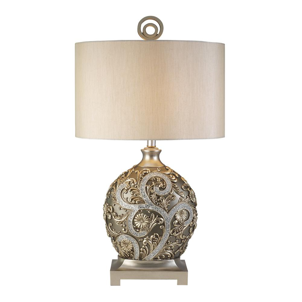 Silver Vine Table Lamp - Elegant Polyresin Lamp with Hand Painted Design