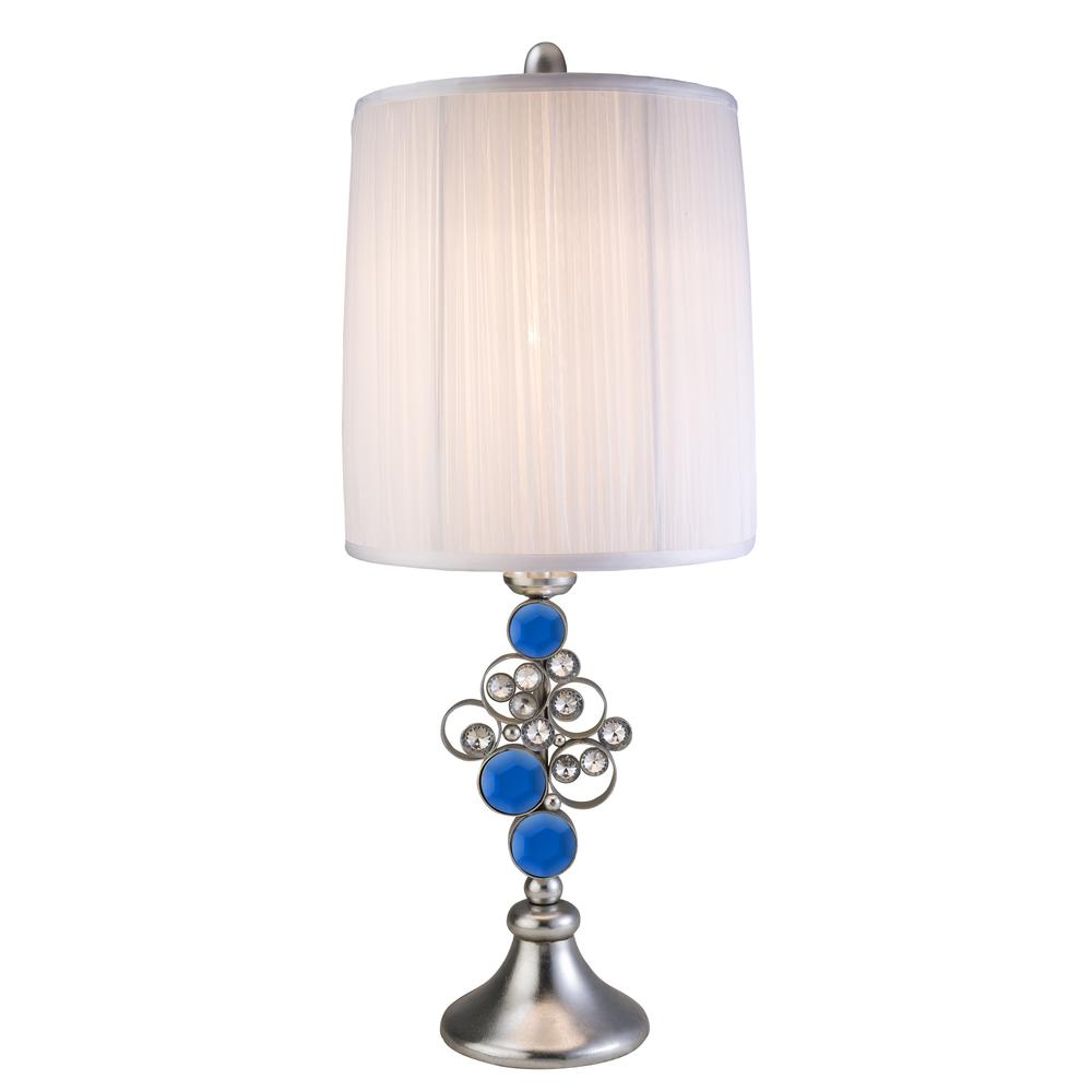 Just Dazzle Table Lamp - Elegant Hand Painted Design, Clear Gem Accents