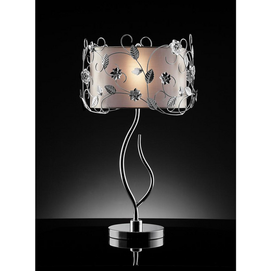 Elegant Silver Crystal Table Lamp - Decorative Lighting for Bedroom or Living Space