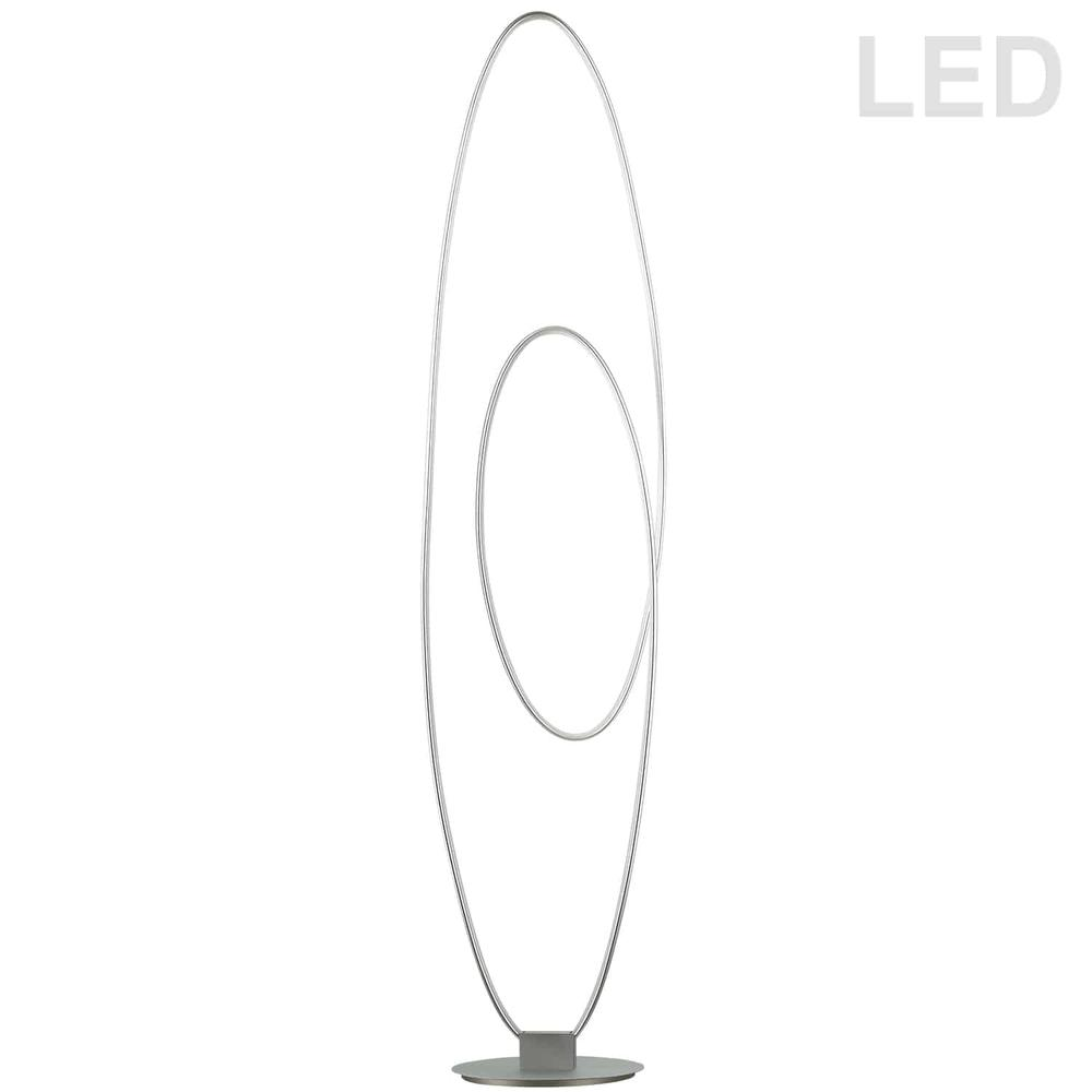 60W Floor Lamp, Silver Finish - Modern Design, LED Light, Sleek Metal Tubular Construction