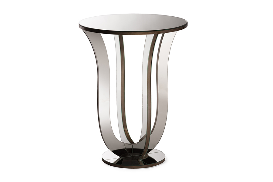 Hollywood Regency Glamour Style Mirrored Accent Side Table