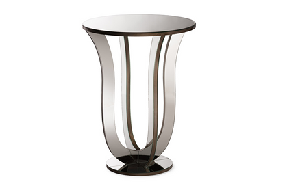 Hollywood Regency Glamour Style Mirrored Accent Side Table