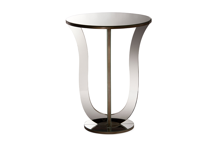 Hollywood Regency Glamour Style Mirrored Accent Side Table