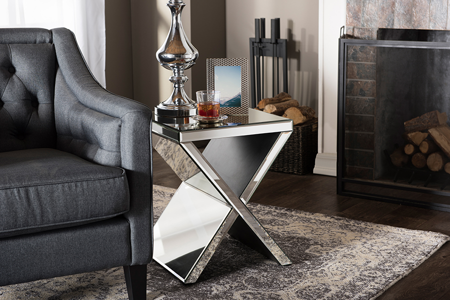 Morris Modern and Contemporary Hollywood Regency Glamour Style Accent Side Table