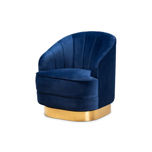 Luxurious Brushed Gold Finished Swivel Accent Chair | Velvet Upholstery | Fully Assembled