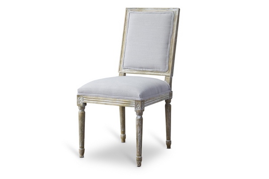 Baxton Studio Clairette Wood Traditional French Accent Chair - Antique Finish, Neutral Beige Linen