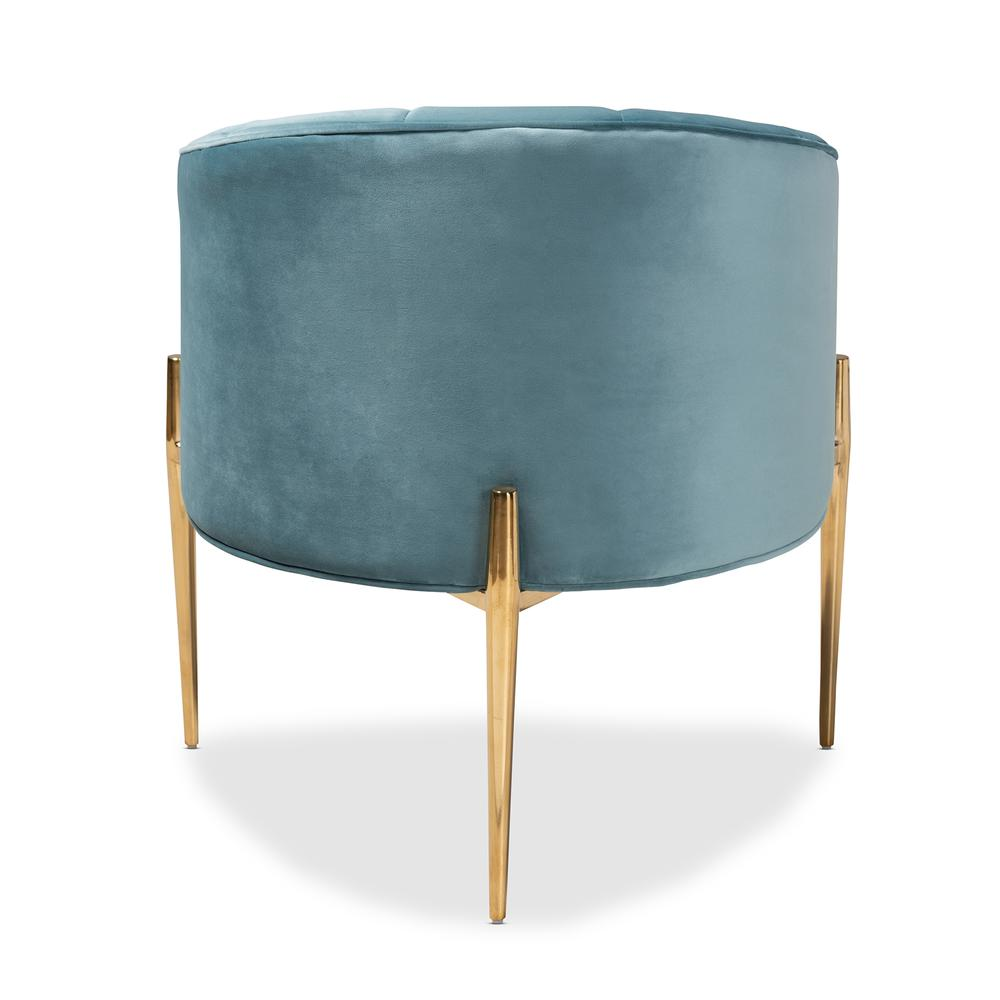 Luxe Light Blue Velvet Fabric Upholstered Gold Finished Accent Chair