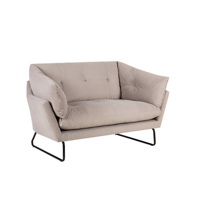 Karla Gray Velvet Contemporary Loveseat and Ottoman