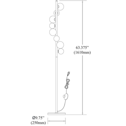 8LT Halogen Floor Lamp VB, Champagne Glass