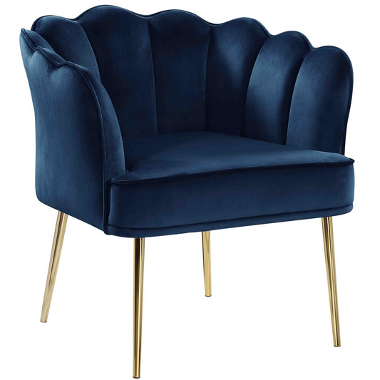 Jackie Navy Velvet Accent Chair with Gold Legs - Stylish and Comfortable Furniture for your Home