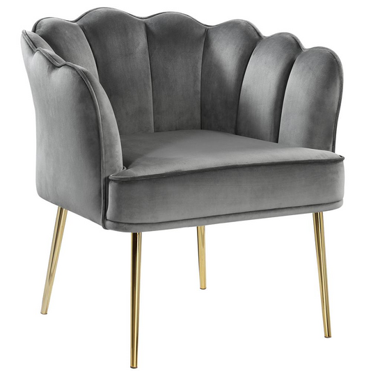 Jackie Gray Velvet Accent Chair with Gold Legs - Elegant and Comfortable