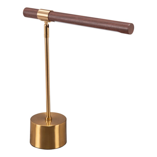 Kippy Table Lamp Brown & Brass - Modern and Minimalist Lamp for Desk or Nightstand with USB Port