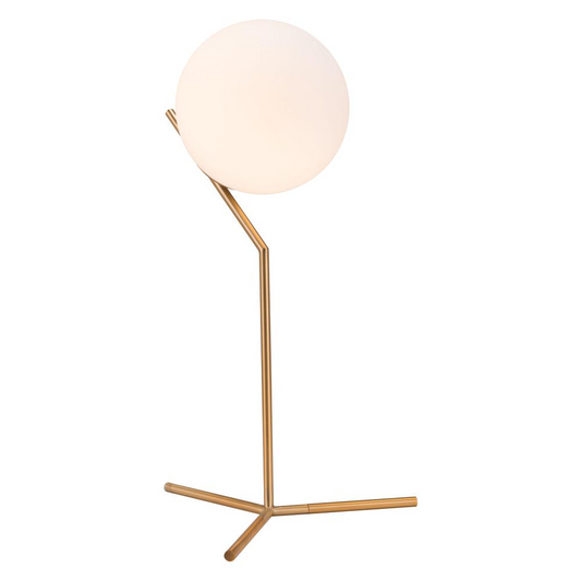 Tirol Table Lamp Brass - Modern Gold Plated Steel Frame with Frosted Glass Shade