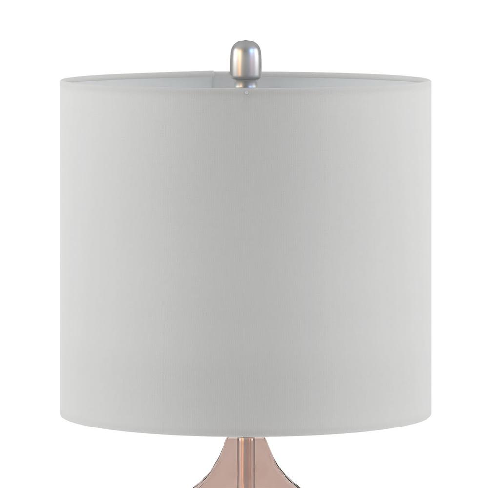 Ellipse Table Lamp Set Of 2 - Pink Glass Base, White Drum Shade