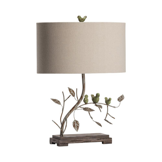 Crestview Collection Zuri Metal and Crystal Table Lamp - Modern Design, Antique Brass Finish