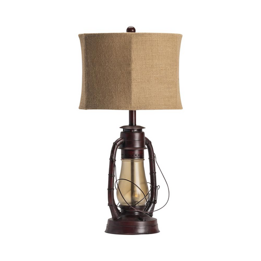 Lauren Table Lamp - Rustic Resin Home Accent with Lantern Design