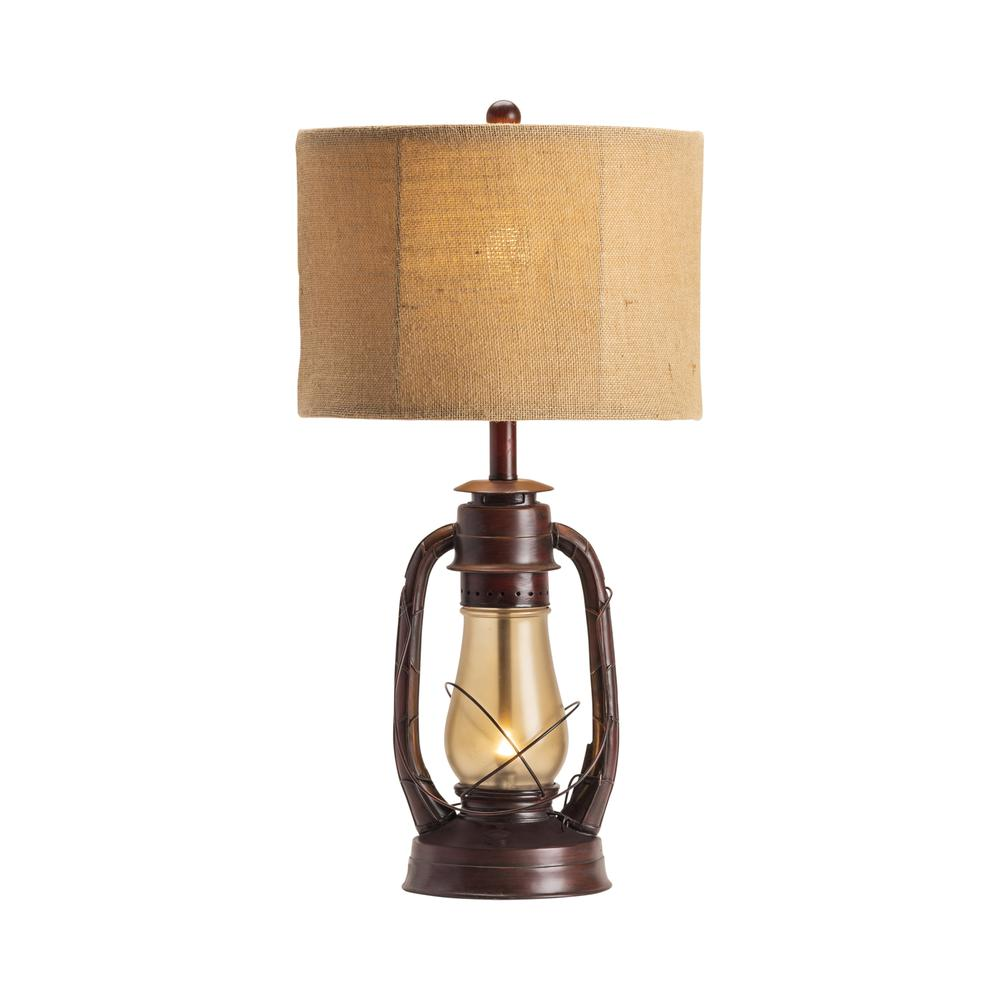 Lauren Table Lamp - Rustic Resin Home Accent with Lantern Design