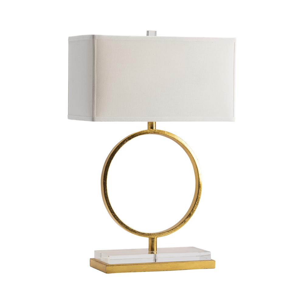 Aldrich Table Lamp - Modern Crystal Base with Gold-Finished Metal - White Rectangular Shade