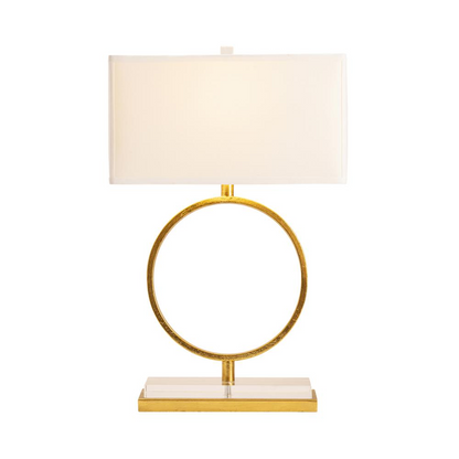 Aldrich Table Lamp - Modern Crystal Base with Gold-Finished Metal - White Rectangular Shade