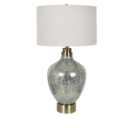 Crestview Collection CVAZBS044 Celest Table Lamp Lighting | Glass & Metal | Blue & Silver Finish