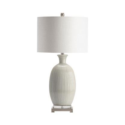 Carrefour Table Lamp - Traditional Ceramic Body with Crystal Sub-base and Brushed Nickel Accents